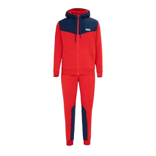 Red-Navy - Front - Lonsdale Mens Two Tone Cotton Blend Workout Tracksuit