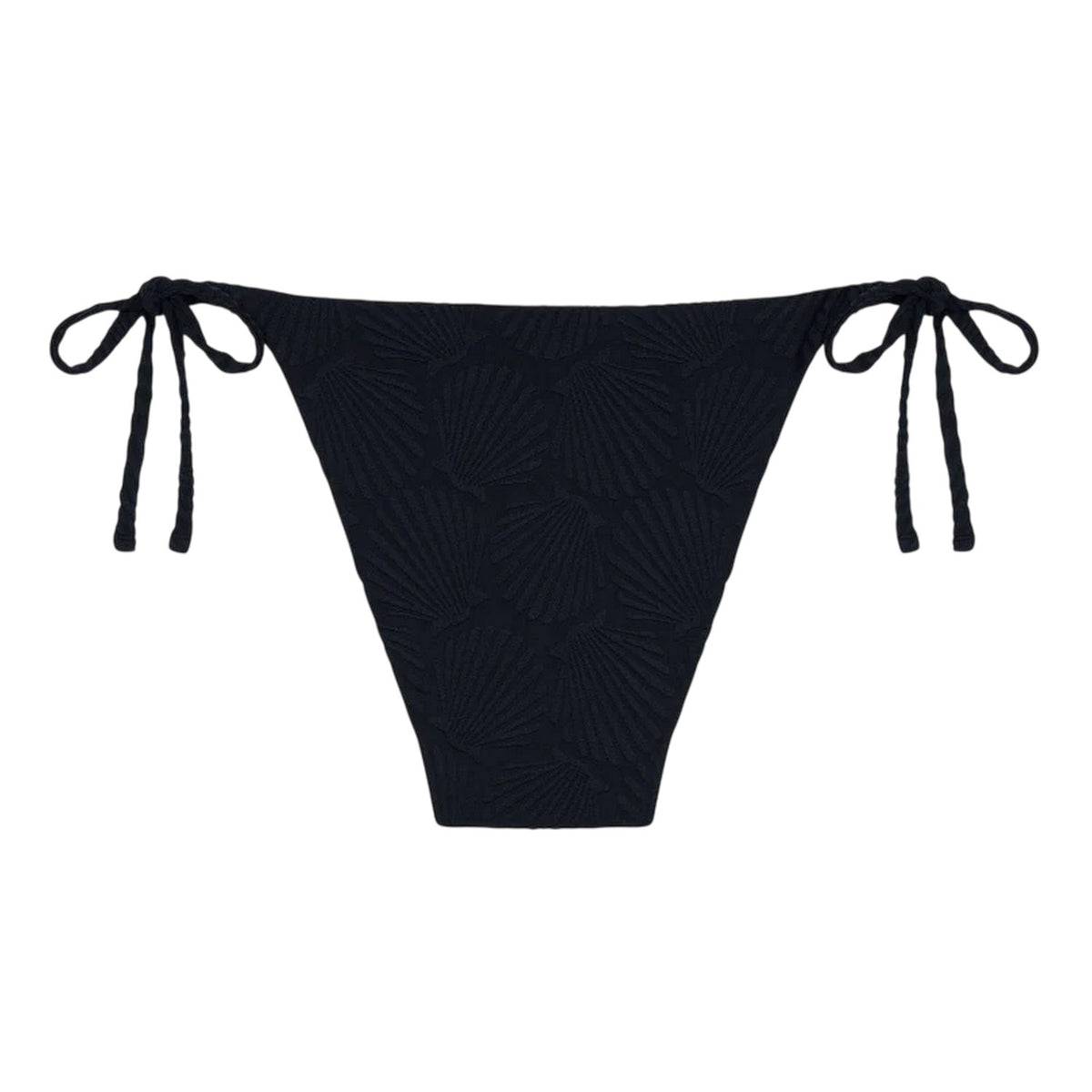 Black - Back - Chelsea Womens-Ladies Scallop Textured Side Tie Bikini Bottoms
