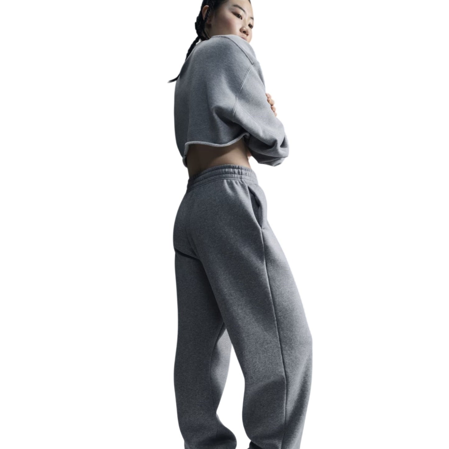 Dark Grey Heather - Side - Nike Womens-Ladies Fleece Joggers