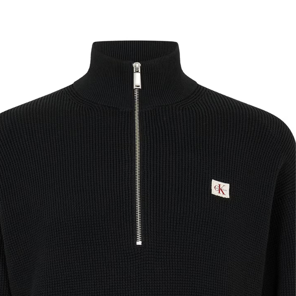 Black - Side - Calvin Klein Mens Knitted Waffle Jumper