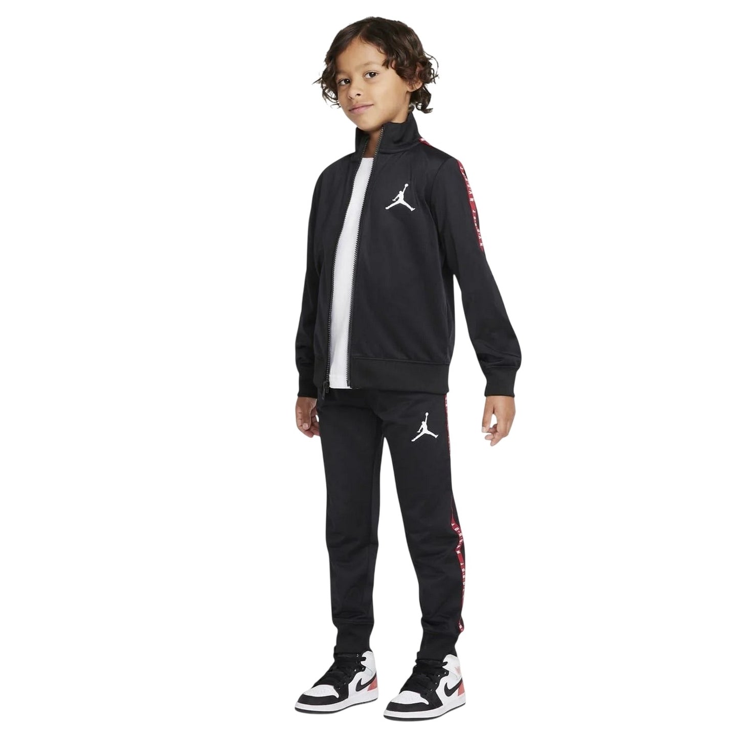 Black-Red - Pack Shot - Nike Childrens-Kids Air Jordan Tape Tracksuit