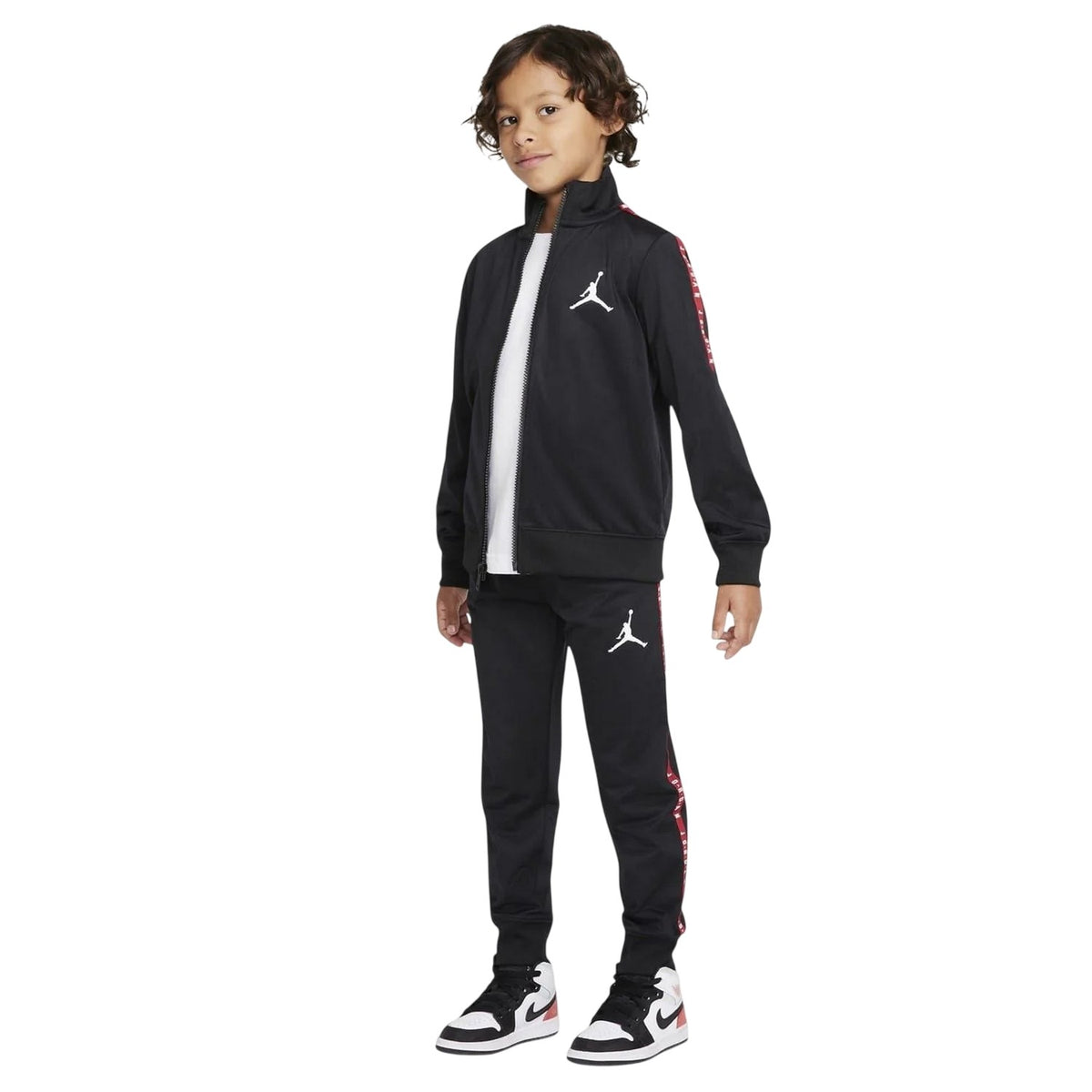 Black-Red - Pack Shot - Nike Childrens-Kids Air Jordan Tape Tracksuit