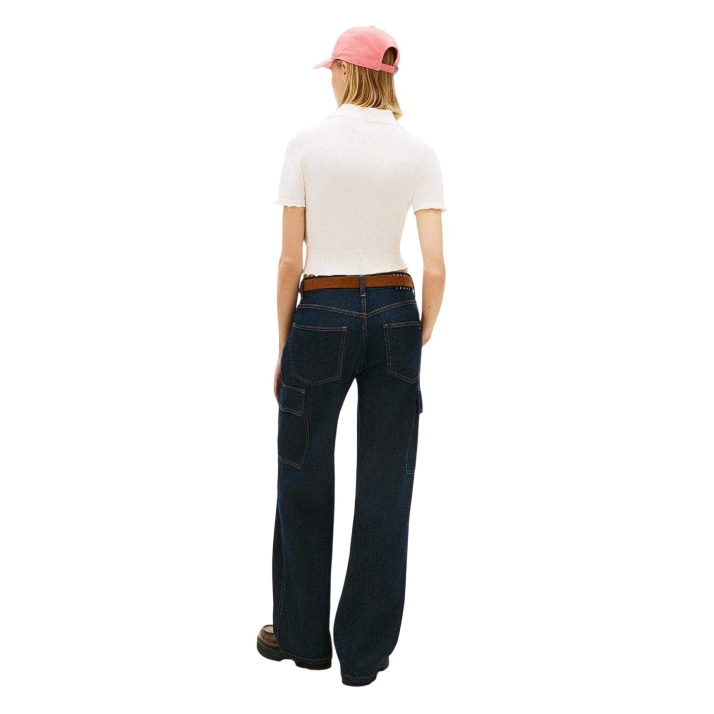 White - Close up - Tommy Jeans Womens-Ladies Logo Polo Shirt