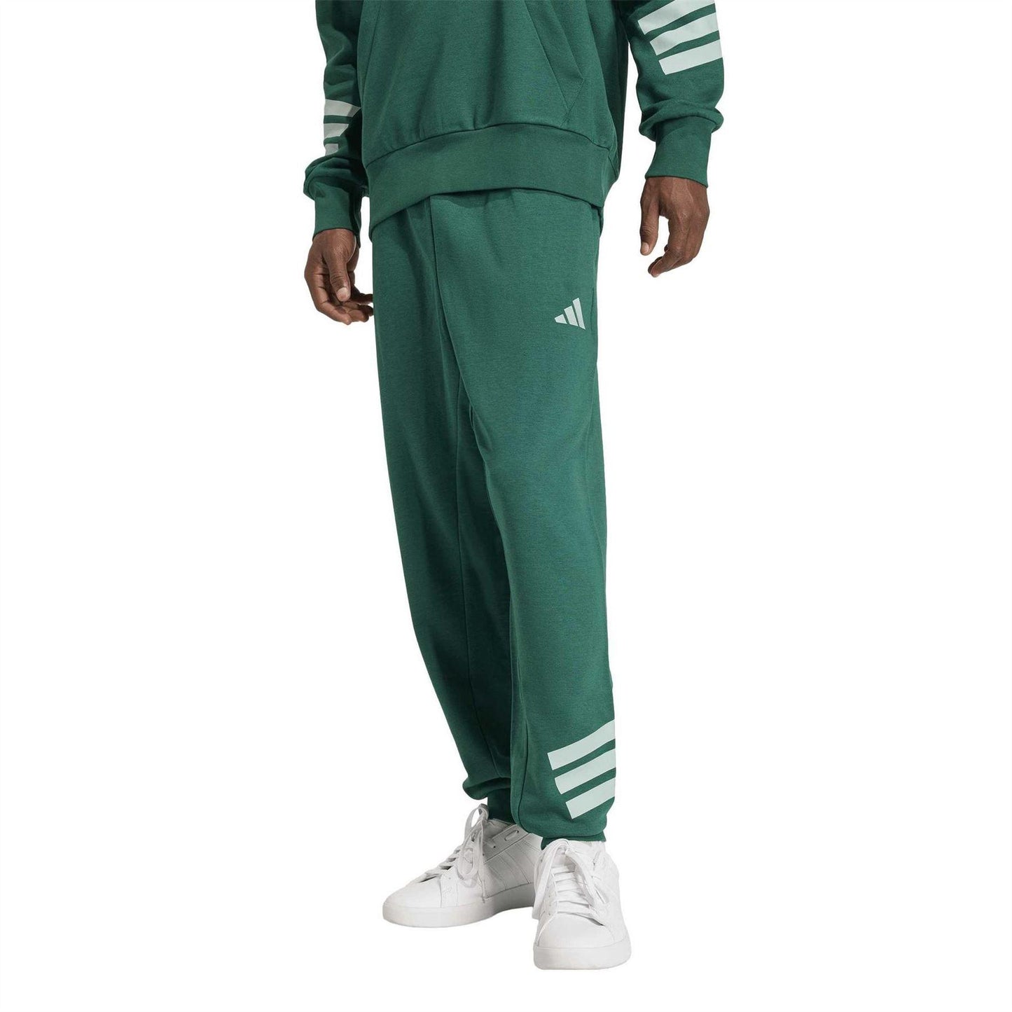 Collegiate Green - Pack Shot - Adidas Mens 3 Stripes Tapered Slim Running Jogging Bottoms