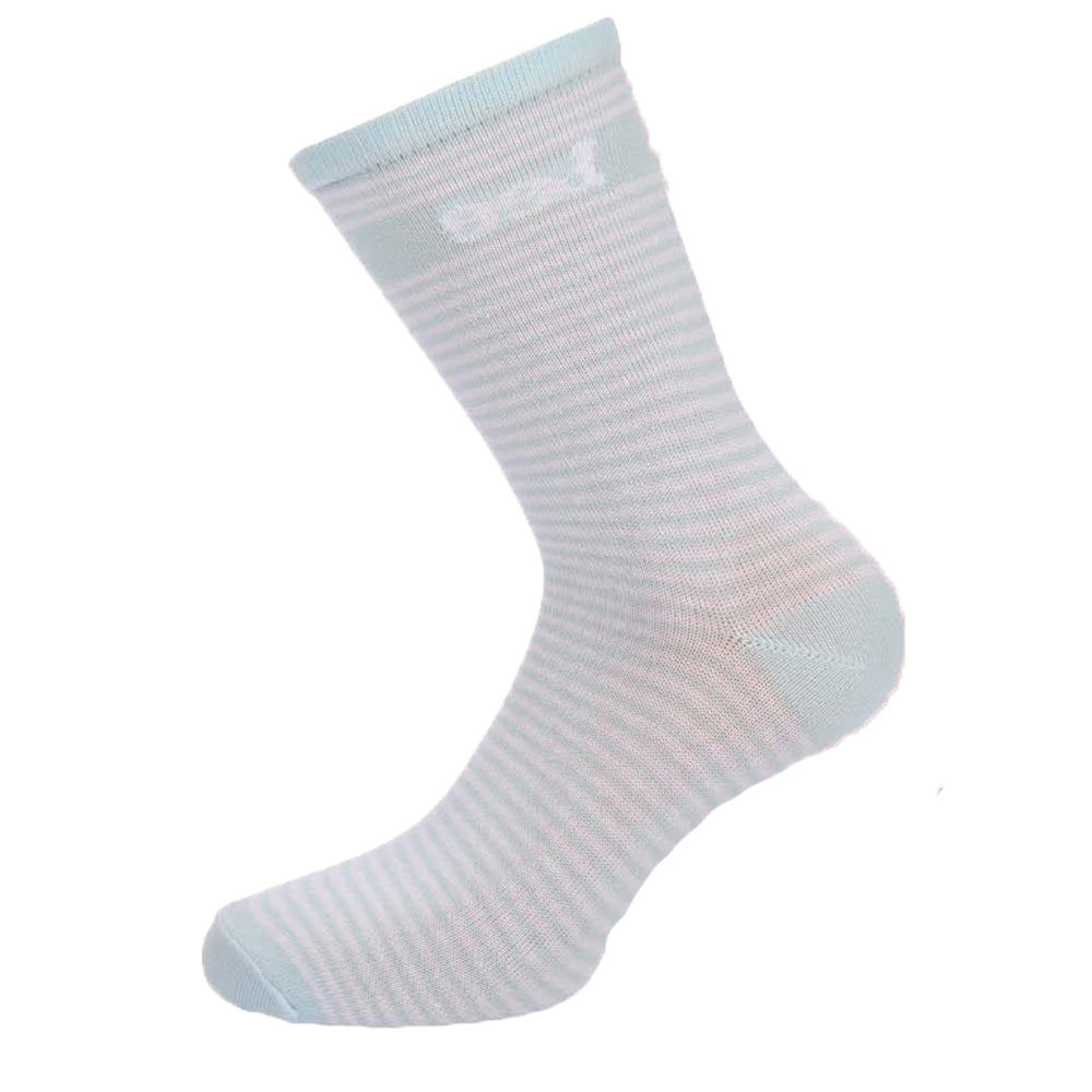 Pink-Blue-Grey - Side - Lee Womens-Ladies Striped Crew Socks (Pack of 3)