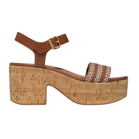 Tan - Front - FitFlop Womens-Ladies Leather Platform Platform Sandals