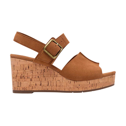 Tan - Front - Clarks Womens-Ladies Wedge Sandals