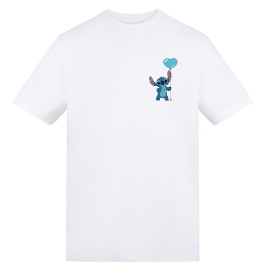 White - Front - Lilo & Stitch Unisex Adult Stitch Balloon Valentine`s Day T-Shirt