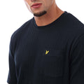 Navy - Side - Lyle & Scott Mens Stripe Textured T-Shirt