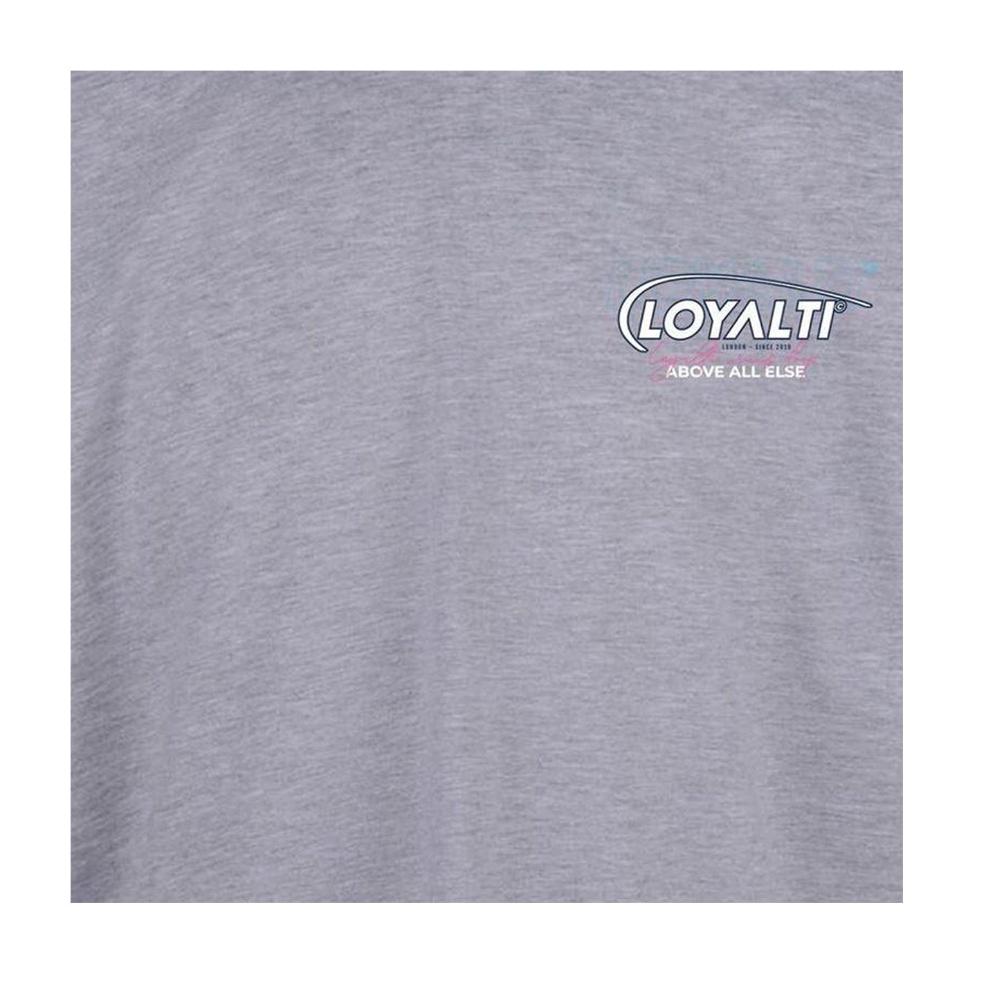 Grey - Side - Loyalti Unisex Adult Chest Logo T-Shirt