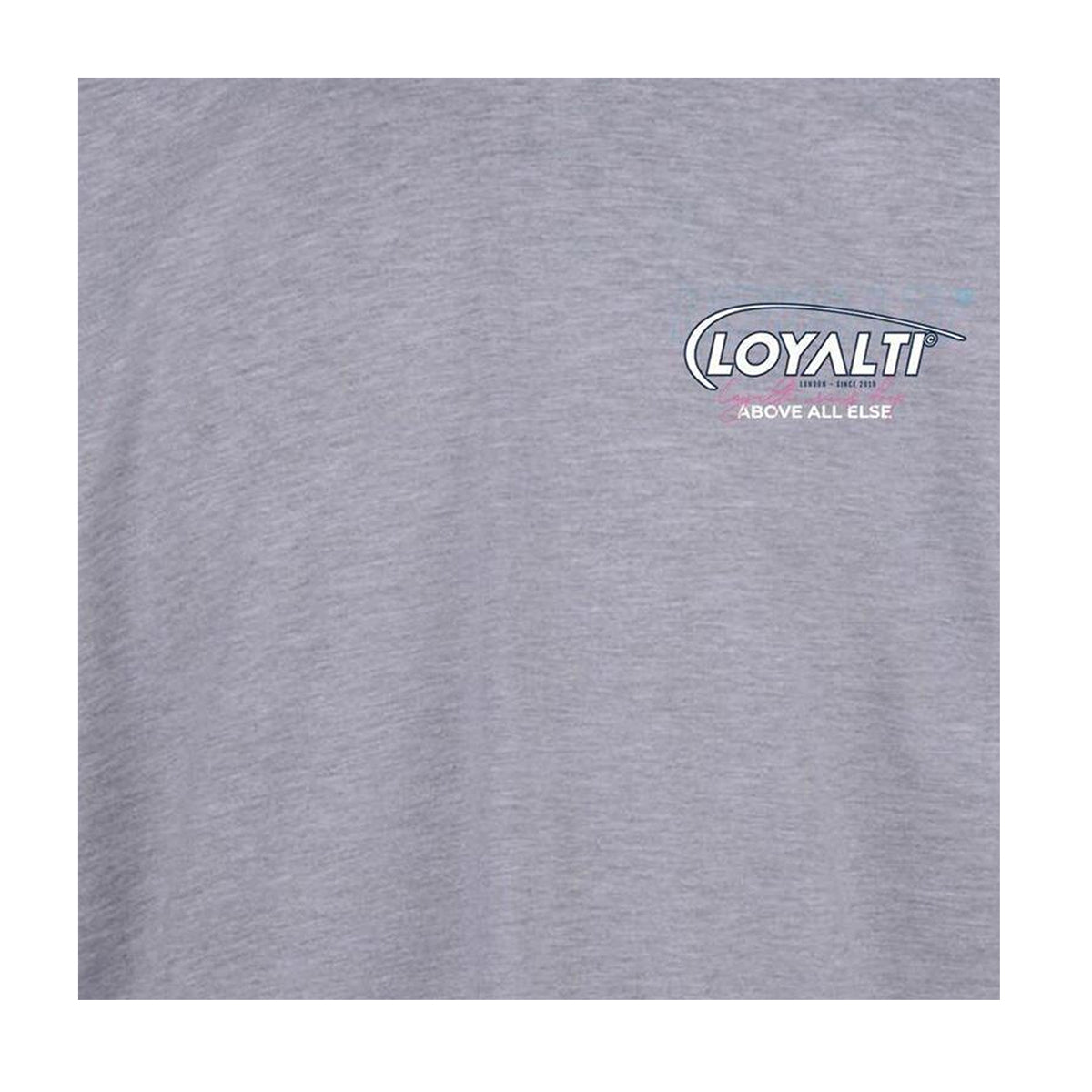 Grey - Side - Loyalti Unisex Adult Chest Logo T-Shirt