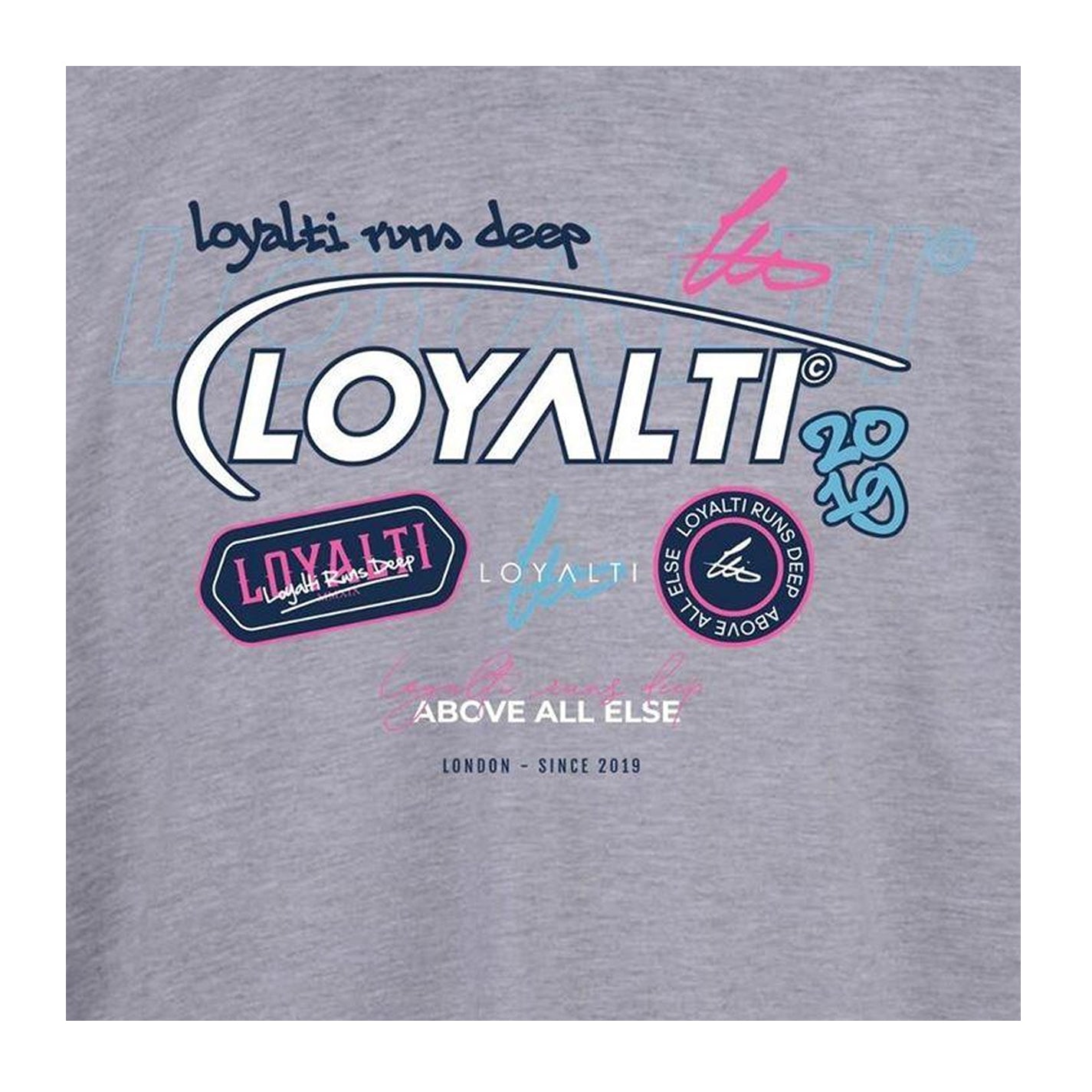 Grey - Side - Loyalti Unisex Adult Graphic Print Cotton T-Shirt