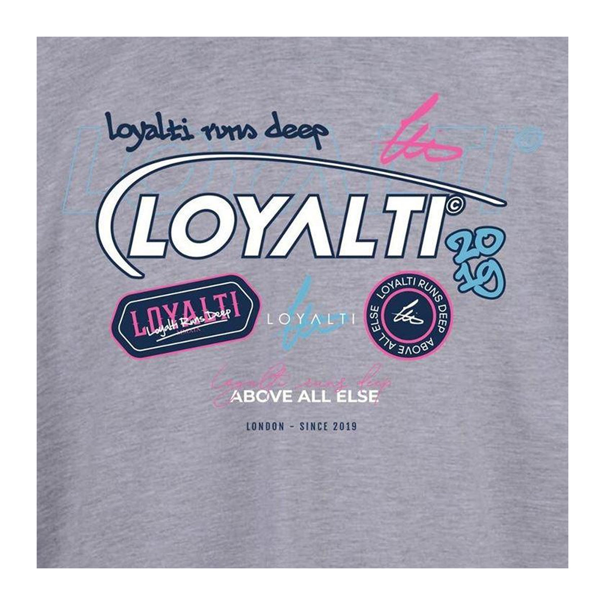 Grey - Side - Loyalti Unisex Adult Graphic Print Cotton T-Shirt