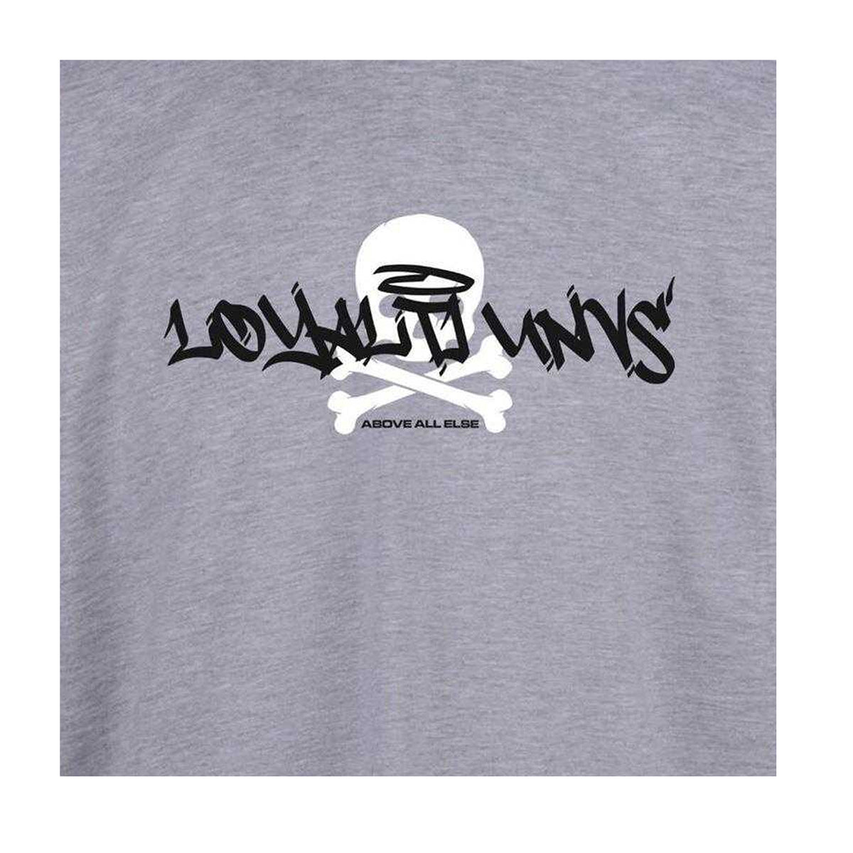 Grey - Side - Loyalti Unisex Adult Skull Logo T-Shirt