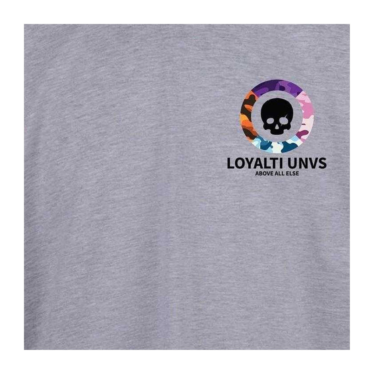 Grey - Side - Loyalti Unisex Adult Graphic Skull T-Shirt