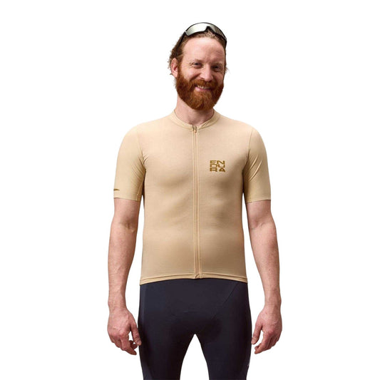 Sand - Front - Endura Mens Relaxed Fit Cycling Jersey