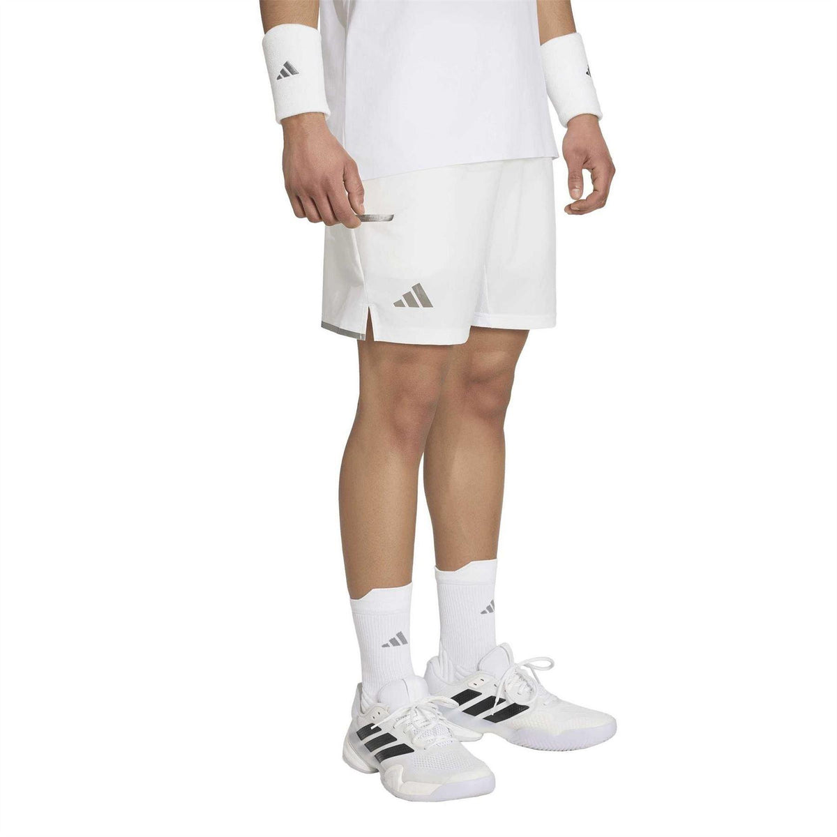 White - Pack Shot - Adidas Mens Wimbledon Drawstring Waist Tennis Shorts
