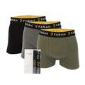 Olive Green-Grey-Black - Front - Farah Mens Karlos Boxer Shorts (Pack of 3)