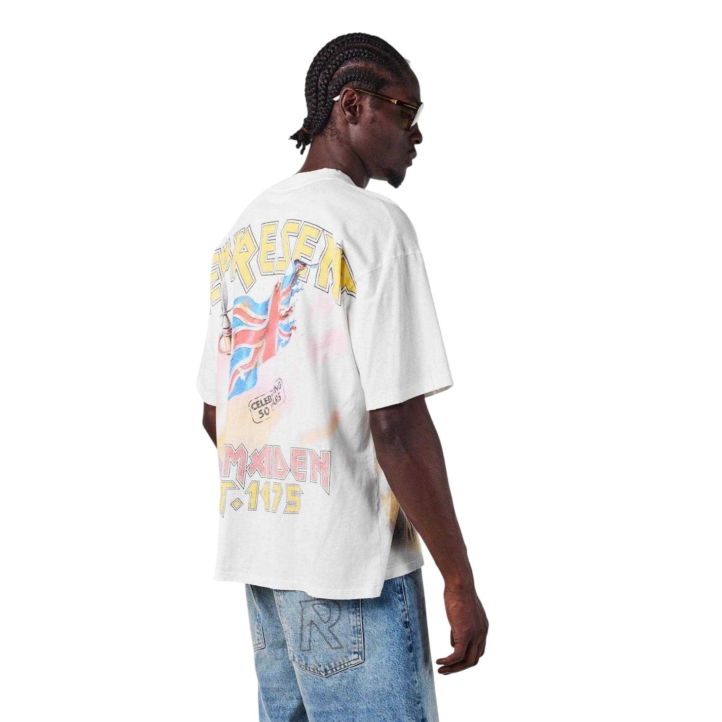 White - Pack Shot - Iron Maiden Mens Maiden England Eddie Distressed Short-Sleeved T-Shirt
