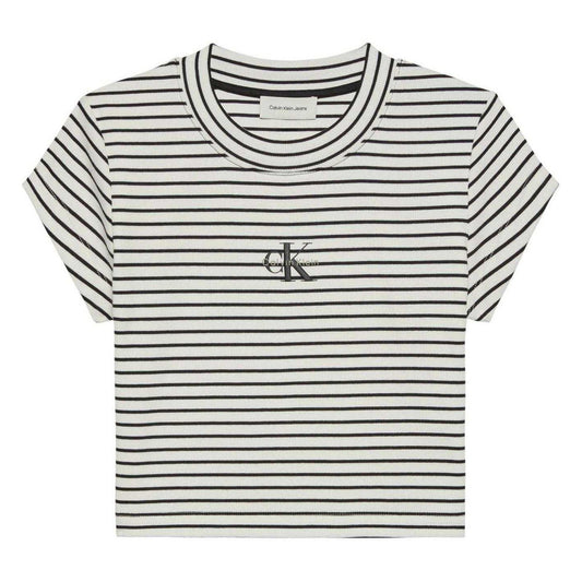 Black - Front - Calvin Klein Womens-Ladies Cropped Fitted T-Shirt