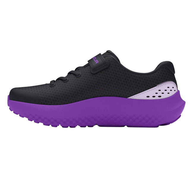 Black - Side - Under Armour Childrens-Kids Pre-School Surge 4 Running Trainers