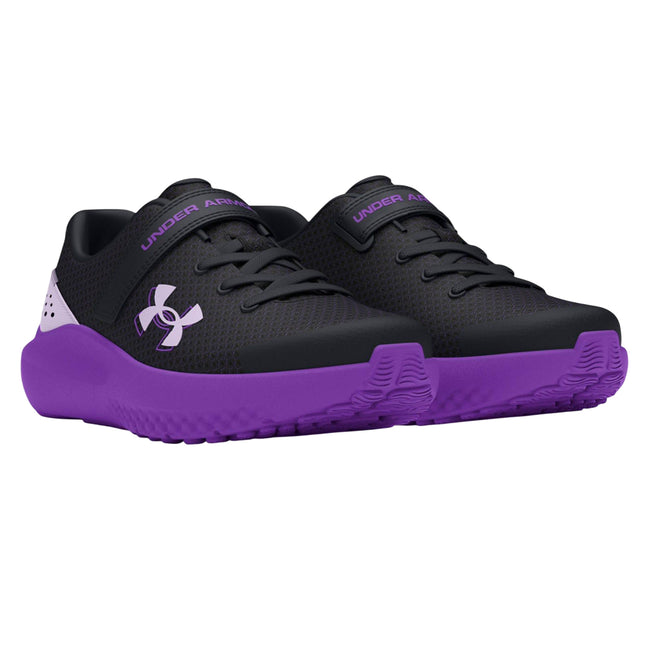 Black - Front - Under Armour Childrens-Kids Pre-School Surge 4 Running Trainers