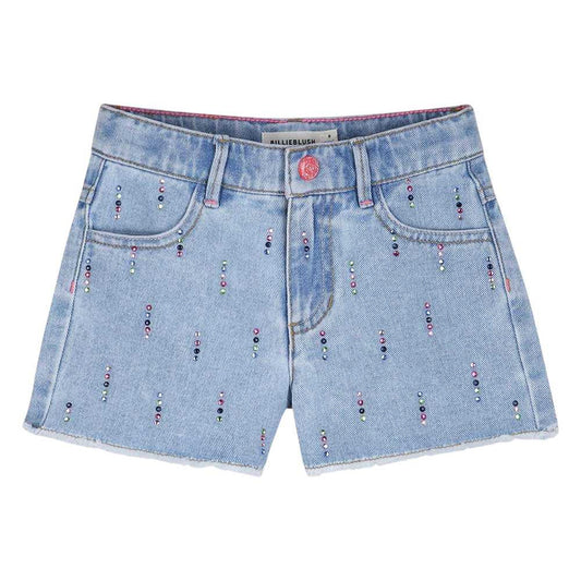 Blue - Front - Billieblush Girls Embellished Raw Hem Shorts