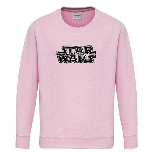 Pink - Front - Star Wars Childrens-Kids Logo Sweatshirt