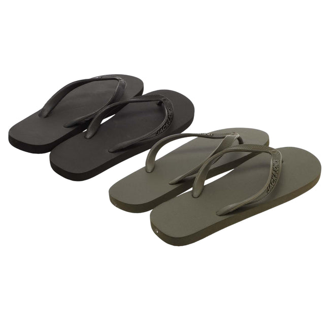 Black-Dark Grey - Back - Jack And Jones Mens Basic EVA Flip Flops