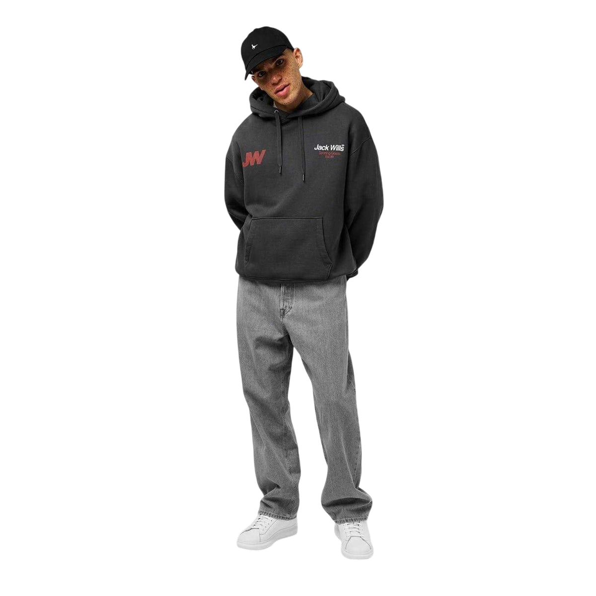 Forged Iron - Lifestyle - Jack Wills Mens Lettering Relaxed Fit Hoodie