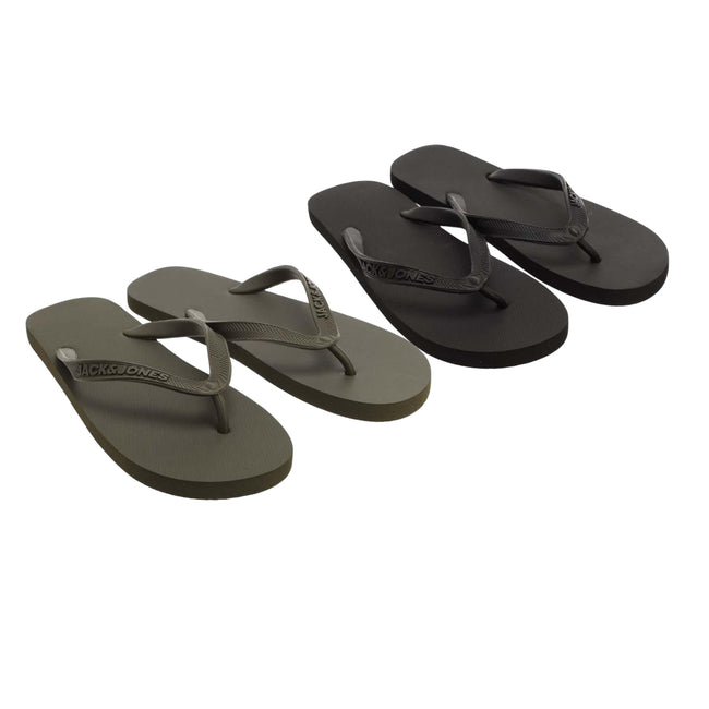 Black-Dark Grey - Front - Jack And Jones Mens Basic EVA Flip Flops