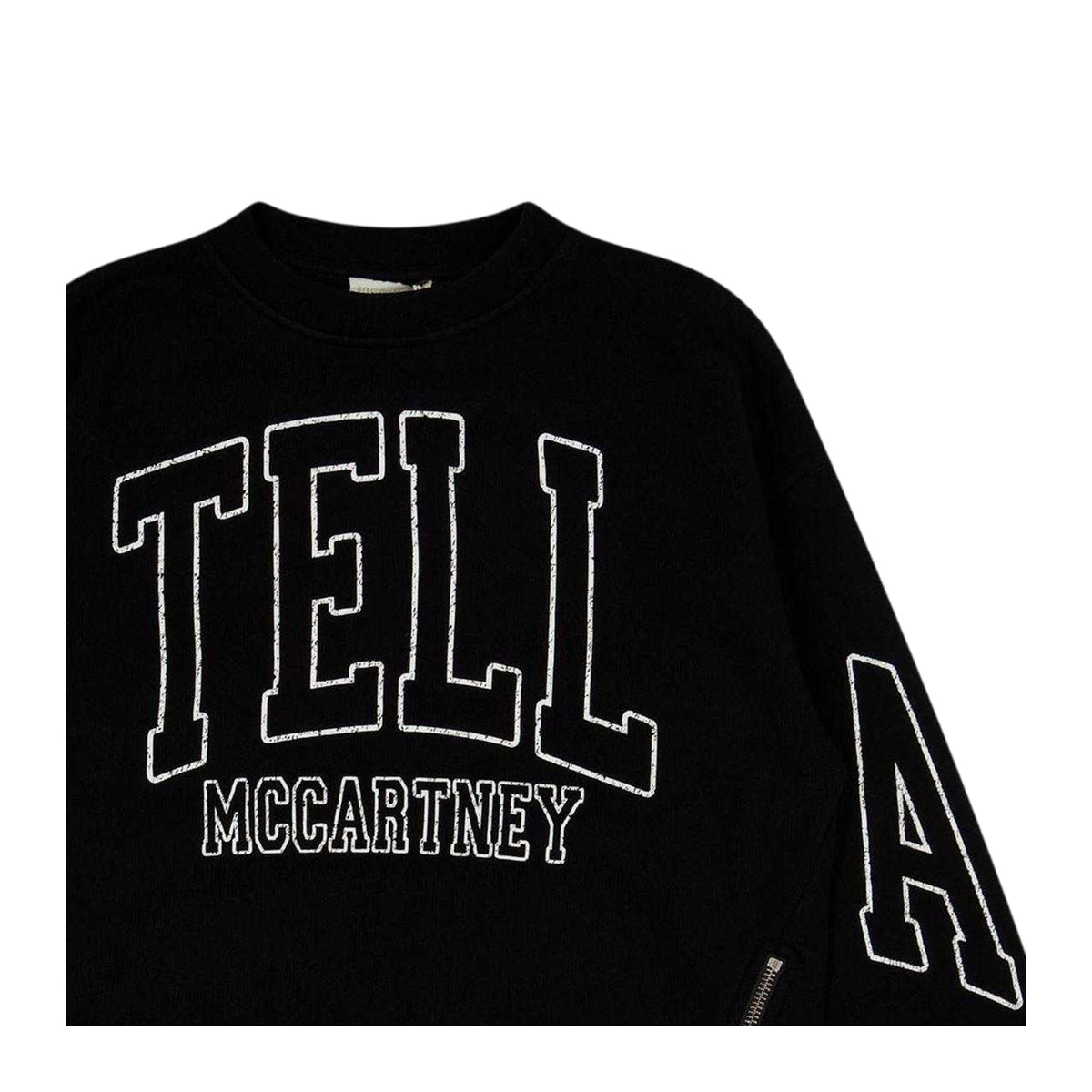 Black - Side - Stella McCartney Childrens-Kids Logo Cotton Side Zip Sweatshirt