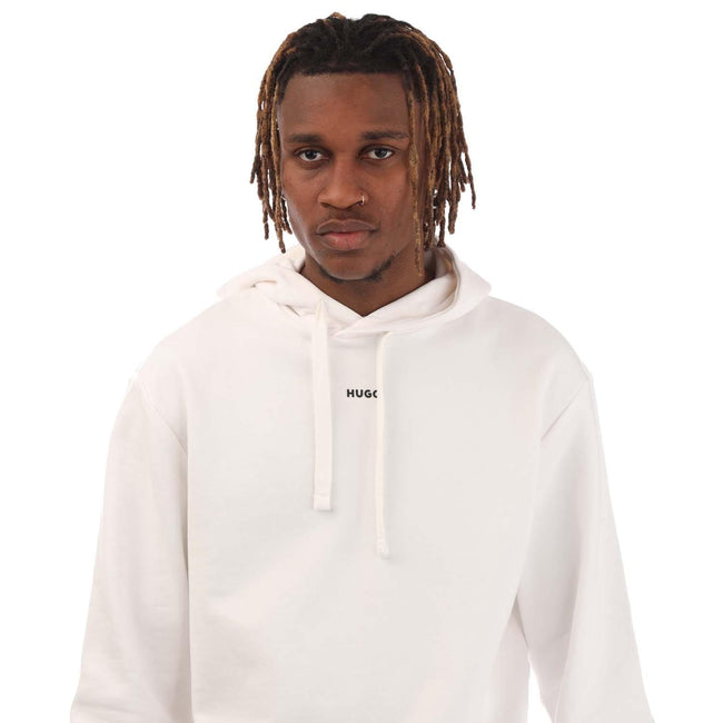White - Side - Hugo Mens Dapo Logo Hoodie