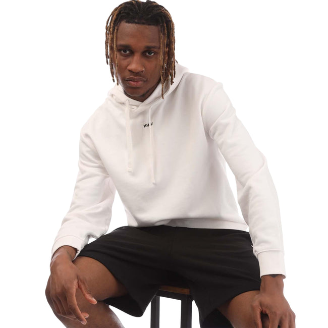 White - Lifestyle - Hugo Mens Dapo Logo Hoodie