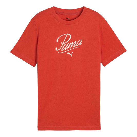 Red - Front - Puma Childrens-Kids Essential Script T-Shirt