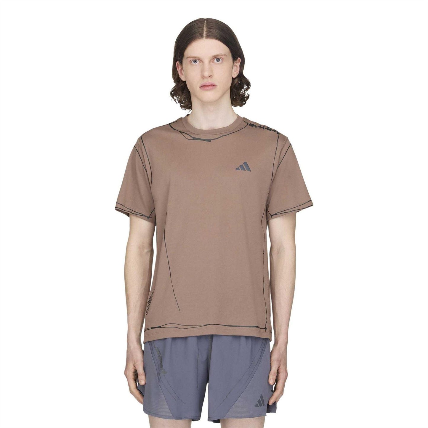 Brown - Pack Shot - Adidas Unisex Adult Doodles Loose Fit T-Shirt