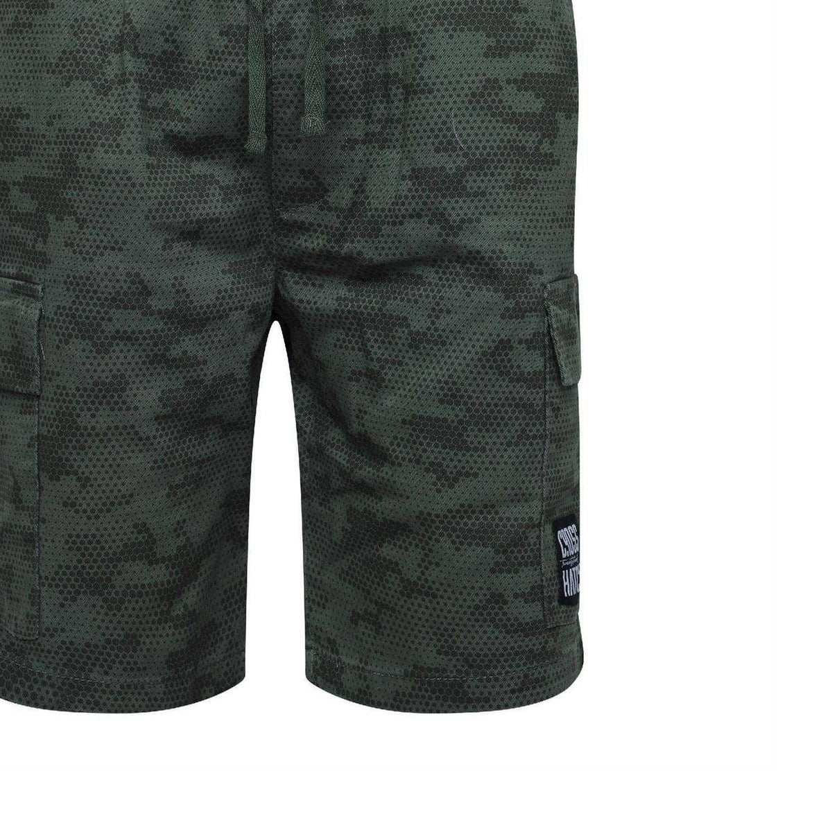 Deep Olive - Side - Crosshatch Mens Janscore All-Over Print Cargo Shorts
