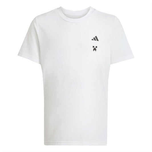 White - Front - Adidas Childrens-Kids Creeper Minecraft Performance T-Shirt
