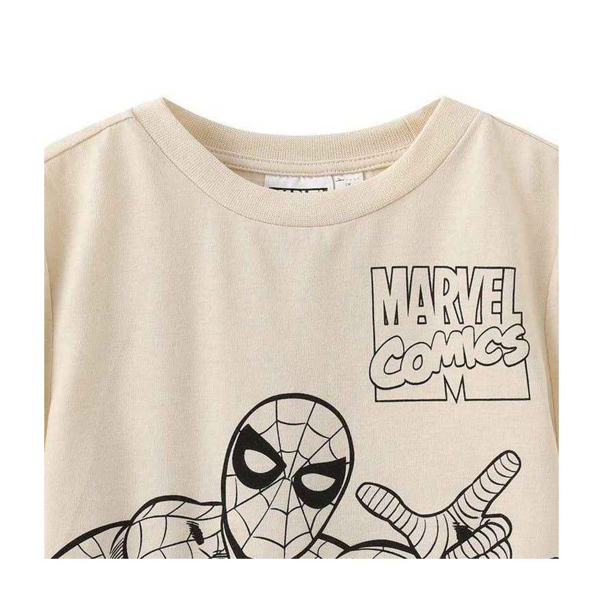 Beige - Side - Spider-Man Childrens-Kids Action Pose Cotton T-Shirt
