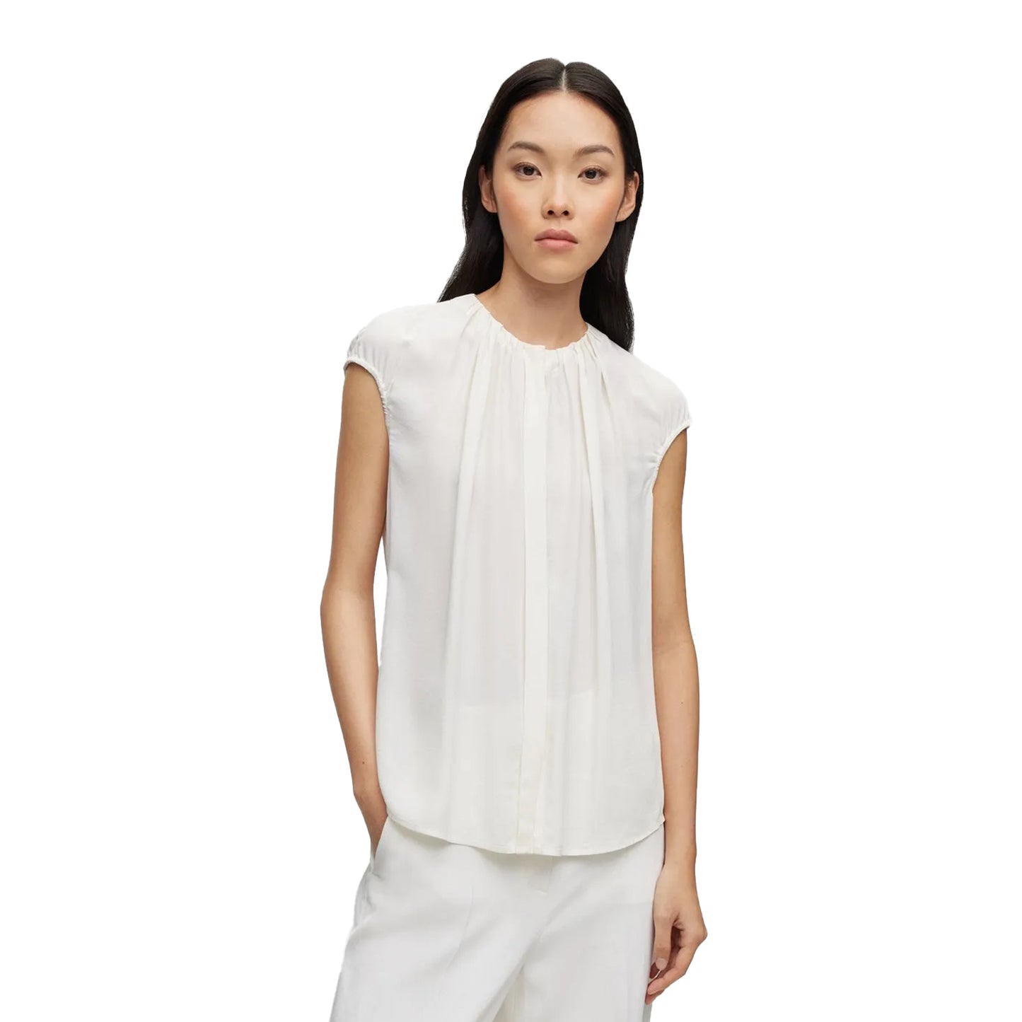 White - Side - Boss Womens-Ladies Berika Regular Blouse