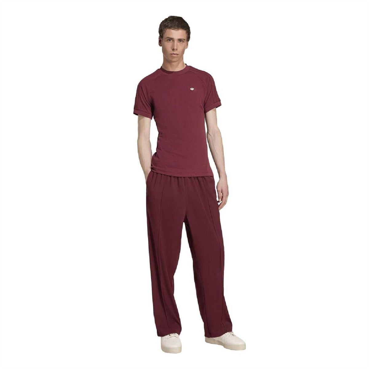Dark Red - Pack Shot - Adidas Mens Cali Jersey Crew Neck Raglan T-Shirt