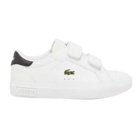 White-Black - Front - Lacoste Childrens-Kids Powercourt Trainers