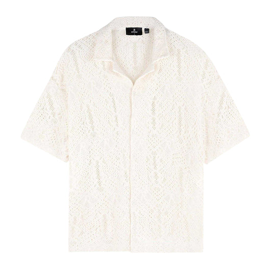 Off White - Front - Represent Mens Cotton Crochet Detail Shirt