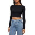 Black - Lifestyle - Hugo Womens-Ladies Saneriny Cropped Long-Sleeved Jumper
