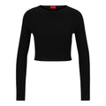 Black - Front - Hugo Womens-Ladies Saneriny Cropped Long-Sleeved Jumper
