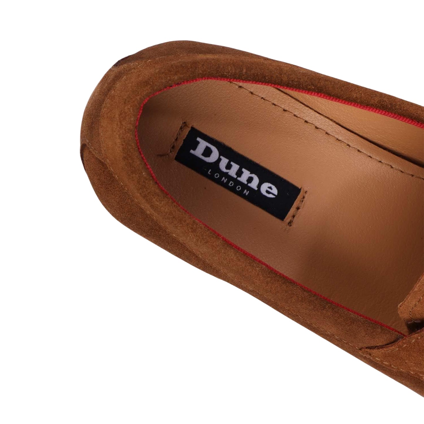 Tan - Close up - Dune London Mens Blaisse Tassel Trim Suede Loafers