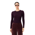 Maroon - Side - Lacoste Womens-Ladies 3D Merino Wool Ribbed Sweater Top