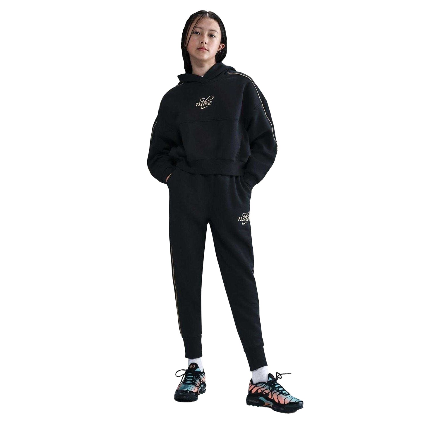 Black - Pack Shot - Nike Girls NSW Fleece Joggers
