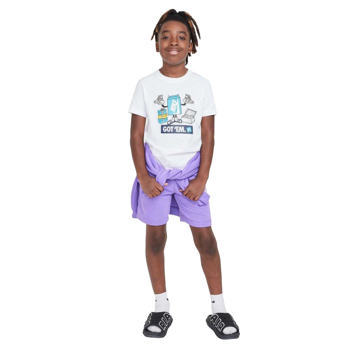 White - Lifestyle - Nike Childrens-Kids Logo Crew Neck Boxy T-Shirt