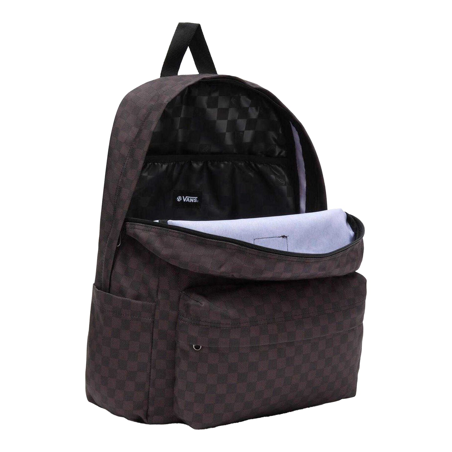 Black-Charcoal - Side - Vans Old Skool Check Plaid Logo Backpack